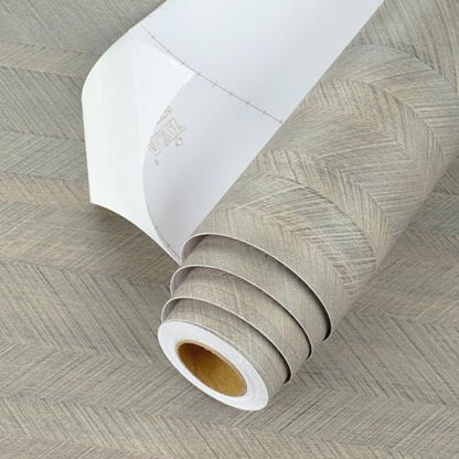 Herringbone Peel and Stick Wallpaper 17.7" x 120" Wood Grain Contact Paper for Cabinets Countertops Walls Furniture Waterproof Self Adhesive Removable Wallpaper for Bedroom Living Room - color: Light Herringbone