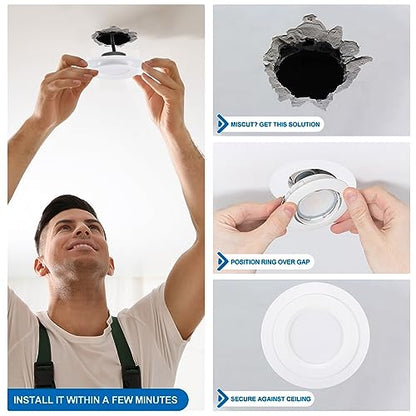 PATIKIL Goof Rings Inner Diameter 4.13", Outer Diameter 5.91", 4 Pcs Metal Goof Rings Cover Recessed Light Trim for Ceiling Wall Fixtures Can Lighting Down Light LED, Matte Finish White - color: White, size: 5.91" OD x 4.13" ID