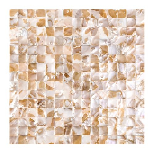 KASARO Peel and Stick Backsplash Shell Tiles, Mother of Pearl Mosaic Self Adhesive Tiles for Kitchen Wall Bathroom Bedroom Decor, Colorful, 10-Sheet - color: Colorful
