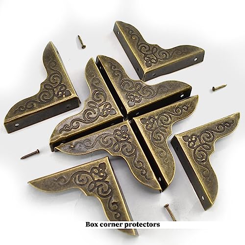 91Pcs Antique Engraved Decorative Hasp Latch Hinges with Screws