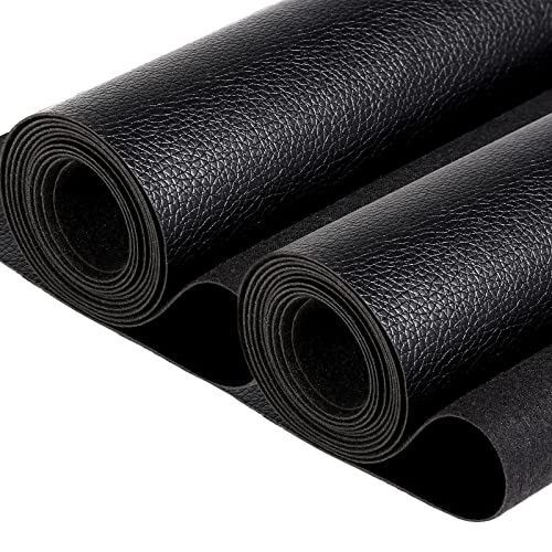 Butarfe Upholstery Vinyl 2 Yards 54" x 72" Faux Leather Fabric 1.0mm Thick Black Leather Soft PU Faux Synthetic Leather Fabric by the Yard for Sofa Bags Chairs Car Seats DIY Crafts (Lichee Pattern - color: Lichee Pattern Black, size: 2Yards