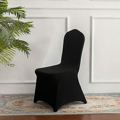 Peomeise 12pcs Stretch Spandex Chair Cover for Wedding Party Dining Banquet Event (Black, 12) - color: Black, size: 12PCS