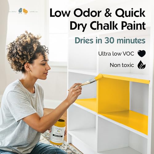 Chalky Chicks Bees Knees 8 Fl Oz Chalk Paint for Furniture All in One - color: Bees Knees (Yellow), size: 8 Fl Oz (Pack of 1)