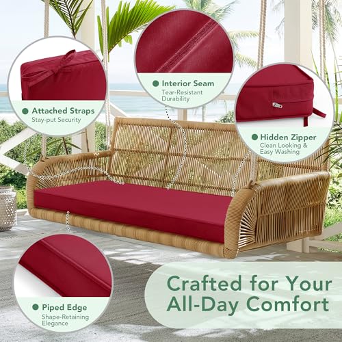 Summsun Outdoor Bench Cushion Pad, 42 x 18 x 3 Inch, Burgundy - color: Red, size: 42x18x3 Inch