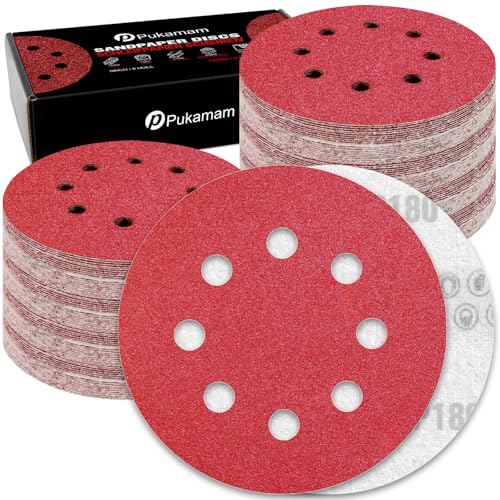 120 Pcs 5 inch Sanding Discs 180 Grit 8 Hole Hook and Loop - style: 120 Pcs-180 Grit