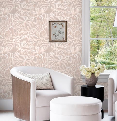 Guvana Pink Wallpaper Peel and Stick Modern Light Pink and White Wall Paper - color: Pink and White, size: 17.3" x 118"