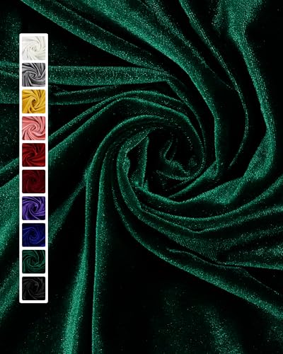 HOTGODEN Hunter Green Stretch Velvet Fabric by The Yard: 63" Wide 1 Yards 95% Polyester 5% Spandex Velvet Fabric for DIY Sewing, Upholstery, Apparel, Costume, Craft - color: Hunter Green, size: 1 Yard