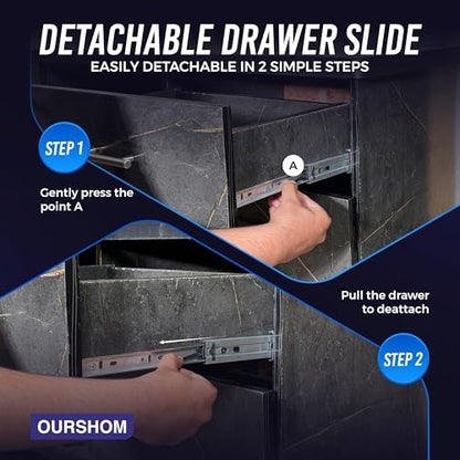 16 Inch Drawer Slides 1 Pairs (2pcs) Side Mount Rails - Heavy Duty Full Extension Ball Bearing – Drawer Slide Glides for Cabinet Kitchen, Dresser Runners - Draw Slides Sliders 100Lb Capacity - color: Silver, size: 16 Inch
