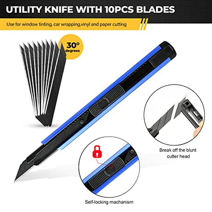 Gomake Vinyl Wrap Tool Kit Car Window Tint Installation Tools Wrapping Kit - color: Blue