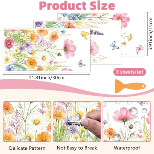 3 Sheets Flower Rub on Transfers for Furniture Crafts 6"x12" - color: Flower-1