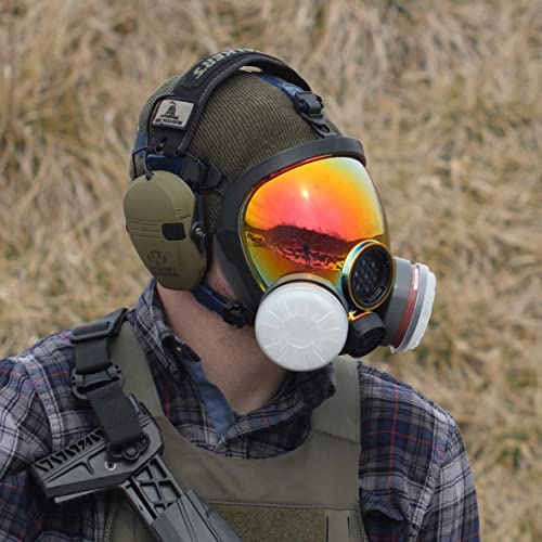Parcil Distribution Full Face Respirator Mask - Air Purifying, Organic Vapor & Particulate - Industrial Use - CE Tested - color: Pd-100 Inferno Red