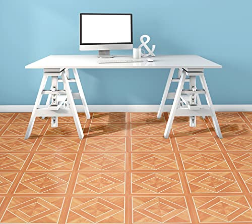 Tivoli Self Adhesive Vinyl Floor Tiles, 45 Tiles, 12 x 12 in, Peel & Stick - color: Wood Diamond