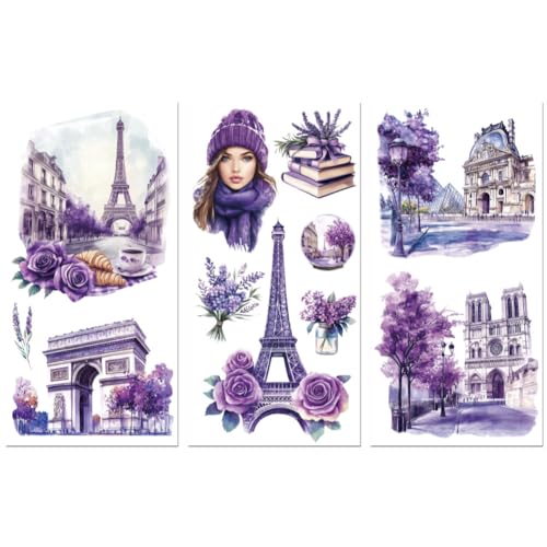 Peacoblue Paris Flower Scene Rub On Transfers for Furniture Craft 6"x12" - style: Paris Flower Scene