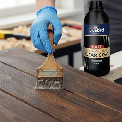 Bluebird Polyurethane Clear Coat for Furniture, Paintings, Water-Based Professional Varnish (Matt, 33.8 Fl Oz) - color: Matt, size: 33.8 Fl Oz