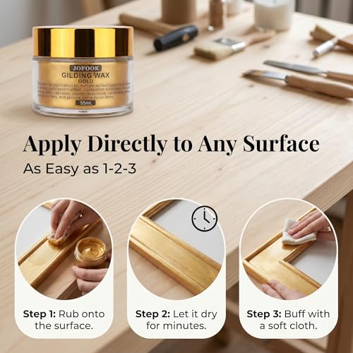 JOFOOK King Gold Gilding Wax 55ml – Antique Metallic Paste for Wood, Metal & Glass