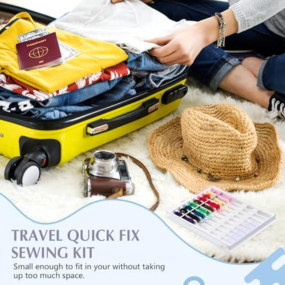MTLEE 14 Boxes 140 Pieces Quick Fix Sewing Kit, Easy Pre Threaded Needle - color: Classic Color