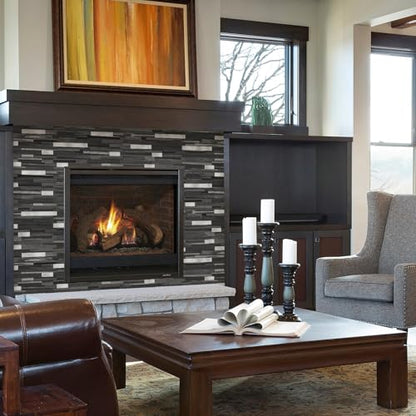 STICKGOO 20 Sheets Peel and Stick Backsplash Tile, Stick on Backsplash for Kitchen and Bathroom, Black Grey Wood Look PVC Mixed Metal Silver Self Adhesive Wall Tiles - color: Black Grey + Metal Silver