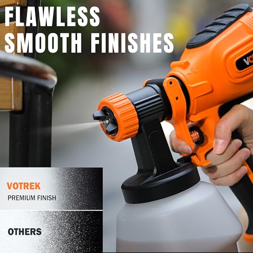 Paint Sprayer with 50PCS Disposable Cup Liners & Replacement Dual-Gun, Electric HVLP Sprayer for House Painting: Furniture, Cabinet, Fence, Door, with 3 Patterns, 8 Nozzles & Quick-Clean kit - color: AC-Orange