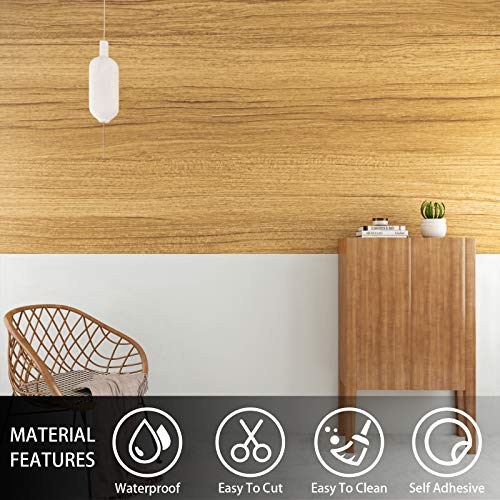 VEELIKE Natural Wood Wallpaper Peel and Stick Wood Contact Paper for Countertops Waterproof Self Adhesive Woodgrain Contact Paper for Cabinets Table Desk Furniture Removable Counter Top 15.7''x354'' - size: 15.7" x 354"