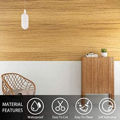 VEELIKE Natural Wood Wallpaper Peel and Stick Wood Contact Paper for Countertops Waterproof Self Adhesive Woodgrain Contact Paper for Cabinets Table Desk Furniture Removable Counter Top 15.7''x354'' - size: 15.7" x 354"