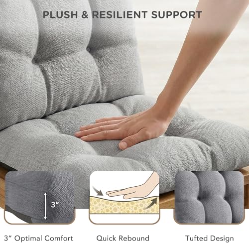 Codi Rocking Chair Cushions, Water-Resistant, Grey 2 Pack - color: Grey, size: 18"x18"/18"x22" - Standard 2PK