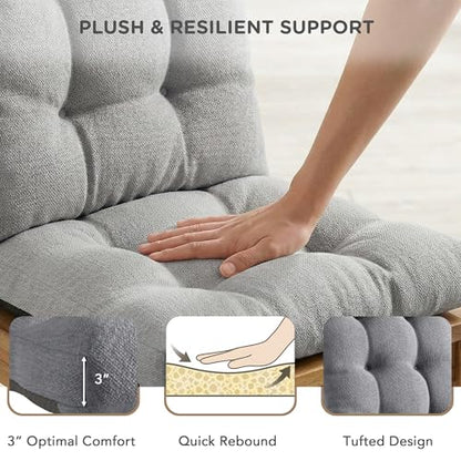 Codi Rocking Chair Cushions, Water-Resistant, Grey 2 Pack - color: Grey, size: 18"x18"/18"x22" - Standard 2PK