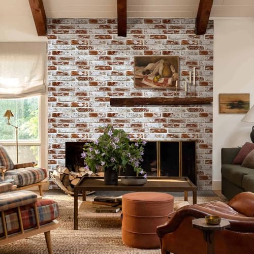 Commomy Faux Brick 3D Wall Panels Peel and Stick 12 pcs of 22.8" x 11.8" - color: Large Brick-A