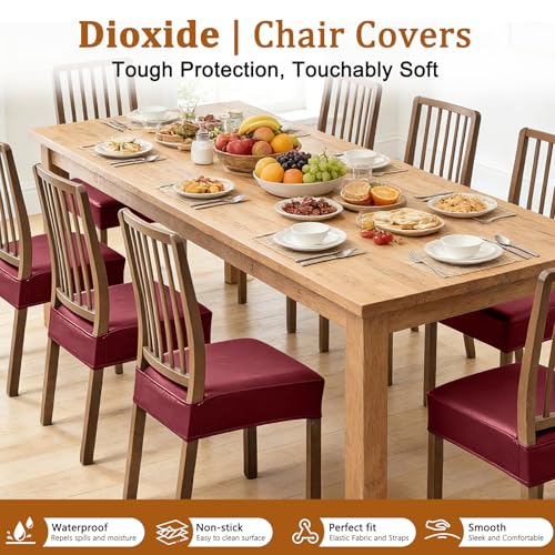Dioxide Chair Covers,Seat Covers for Dining Room Chairs,Burgundy,Set of 2 - color: Model B - Burgundy, size: set of 2