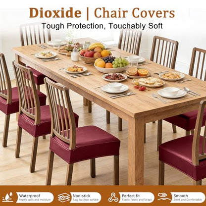 Dioxide Chair Covers,Seat Covers for Dining Room Chairs,Burgundy,Set of 2 - color: Model B - Burgundy, size: set of 2