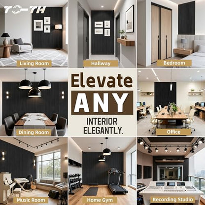 TO-TH Sound Absorbing Panels Wood Grain Acoustic Wall Panel 4 Pack, Smoky - color: Smoky, size: 4 pcs - 47.2'' * 23.6''
