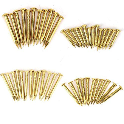 HEEPDD 100Pcs Brass Escutcheon Tacks, Round Head Brass Brad Nail (15mm) - color: 15mm Length