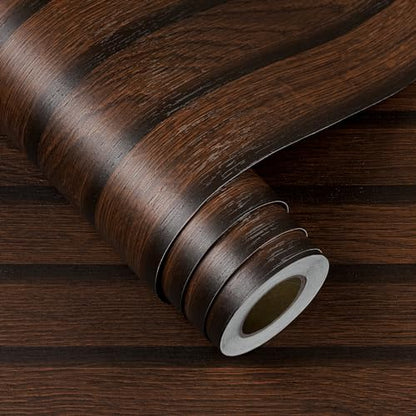 FunStick 16"x240" Peel and Stick Wallpaper Wood Slats Self Adhesive Wall Paper Brown Wood Contact Paper Peel and Stick Wooden Slats for Wall Decor Vinyl Wood Wallpaper for Bedroom Cabinets Countertops - size: 240" x 15.8"