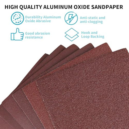 100 PCS 1/4 Sheet Sandpaper for Palm Sander 4.5" x 5.5" Sandpaper Sheets 320 Grit Hook and Loop Sandpaper Aluminum Oxide 1/4 Sandpaper Sheets Sanding Blocks for Metal, Woodworking (320 Grit) - size: 320 Grit
