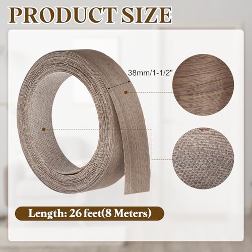 uxcell 1-1/2"x26ft Wood Veneer Edge Banding Pre-Glued Walnut Edging Strips - color: Walnut, size: 1-1/2 Inch x 26ft