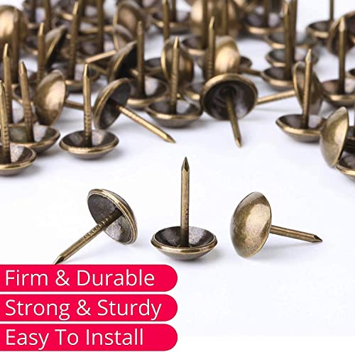 ZAYI 5/8”x13/16” Antique Bronze Upholstery Tacks, Furniture Sofa Thumb Tacks Push Pins Assortment Kit for DIY Wood Furniture Décor 100PCS (5/8inch, Bronze)