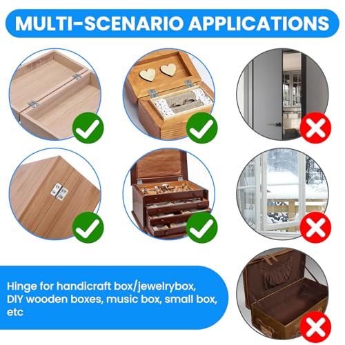 SDTC Tech 24-Pack Silver Mini Hinges 13x12mm 180 Degree Rotation - color: silver tone