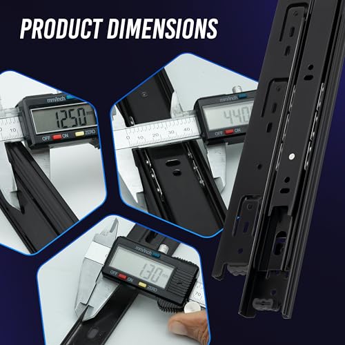 22 Inch Drawer Slides 1 Pairs (2pcs) Side Mount Rails - Heavy Duty Full Extension Ball Bearing – Drawer Slide Glides for Cabinet Kitchen, Dresser Runners - Draw Slides Sliders 100Lb Capacity - color: Black, size: 22 Inch