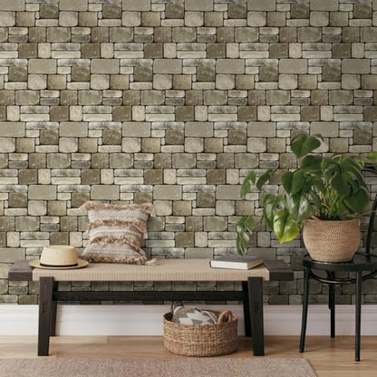 3D Peel and Stick Faux Stone Wall Panels 11.8" x 11.8" 10-Pack - color: ‎Stone-SM-I