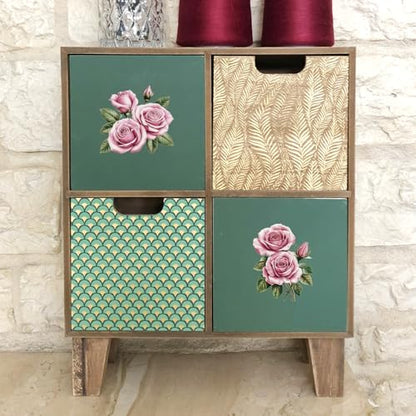 GLOBLELAND 3 Sheets Pink Rose Rub on Transfer for Furniture 6×12 inch - style: Pink Rose