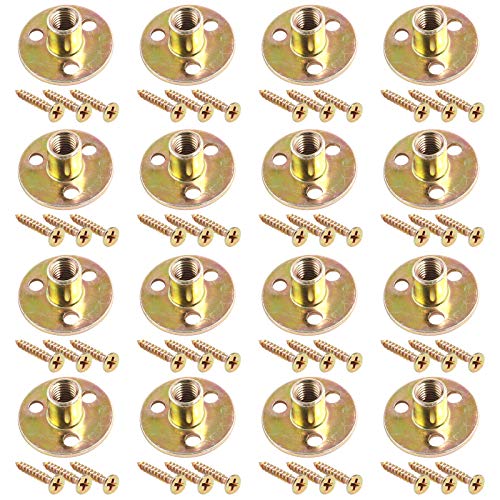Glarks 64Pcs M10(3/8'') Brad Hole Tee Nut with Mounting Screws Set Zinc Plated Carbon Steel 3-Hole T-Nuts Furniture Hardware Flange Insert Female Thread for Wood Furniture - size: 3/8''(M10) - 64Pcs