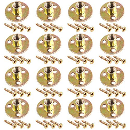 Glarks 64Pcs M10(3/8'') Brad Hole Tee Nut with Mounting Screws Set Zinc Plated Carbon Steel 3-Hole T-Nuts Furniture Hardware Flange Insert Female Thread for Wood Furniture - size: 3/8''(M10) - 64Pcs