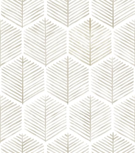 MelunMer Geometric Peel and Stick Wallpaper Boho Beige White 17.3''×787'' - color: Beige, size: 787"×17.3" (94.7 sq.ft)