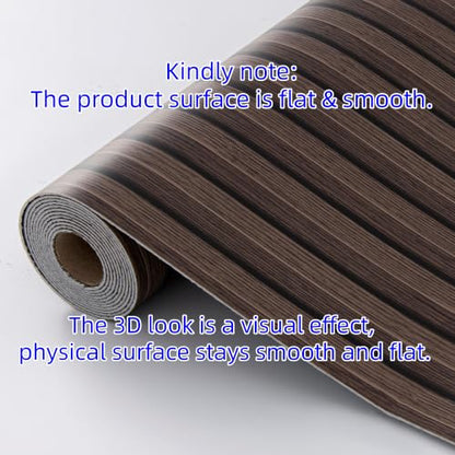 Haimin Wood Grain Slat Wall Panels Peel and Stick Faux Wood Thick Wallpaper - color: Dark Brown