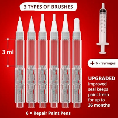 X-Protector Touch Up Paint Pen Kit, 6 Fillable Pens with 3 Types of Brushes - style: Pack of 6, Fillable