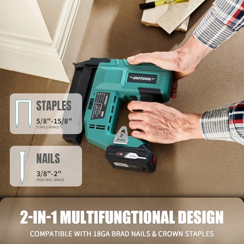 DOTOOL 20V Cordless Brad Nailer Kit, 2 in 1 Electric Nail Gun with 1000pcs 18 GA Nails, Nail Gun Battery Powered for Home Improvement & Woodworking