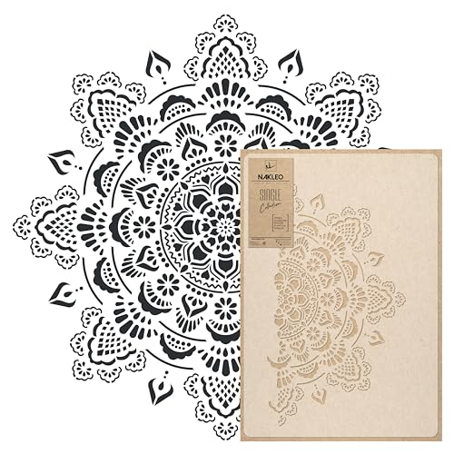NAKLEO Painting Large Stencil, Diameter 23.2”, Boho Mandala Stencil, Reusable Plastic Template, Art Craft DIY, Big Geometric Mandala Pattern for Painting Wall Floor Wood Fabric Furniture - color: Boho Mandala, size: M