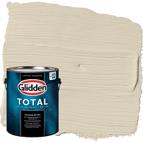Glidden Total Interior Wall Paint & Primer All-in-One, Toasted Almond/White, Flat, 1 Gallon - color: Toasted Almond, size: 128 Fl Oz (Pack of 1)