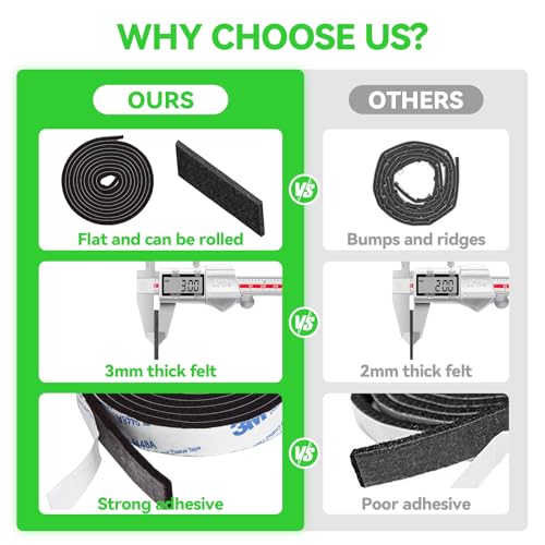 Felt Strips with Adhesive Backing, 2 Felt Rolls 1x 60 Inches Black, Felt Tape with Adhesive Backing, Furniture Felt Strips - size: 2 Rolls 1x60 inch