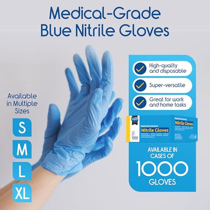 Inspire Nitrile Exam Gloves | The Original Quality Stretch Nitrile Light Blue | 4.5 Gloves Disposable Latex Free Medical EMT - size: XL