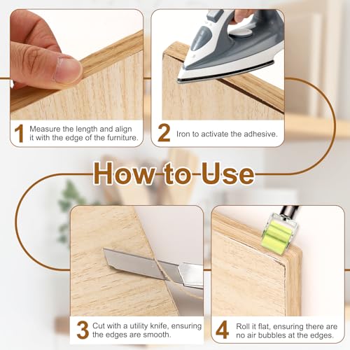 uxcell 1/2" x 49 ft Wood Edge Banding Pre-Glued Iron On Edging Strip Maple - color: Maple, size: 1/2" x 49 ft